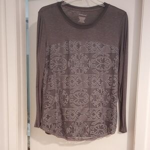 Westbound Charcoal Patterned Long Sleeve Top